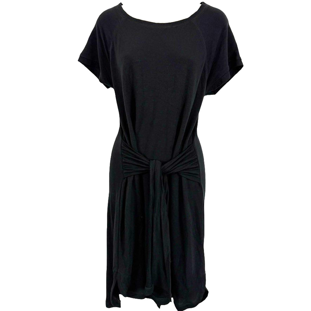 Cable & Gauge Womens Black Knit Tie Front Short Sleeve Knit Dress Stretch sz M